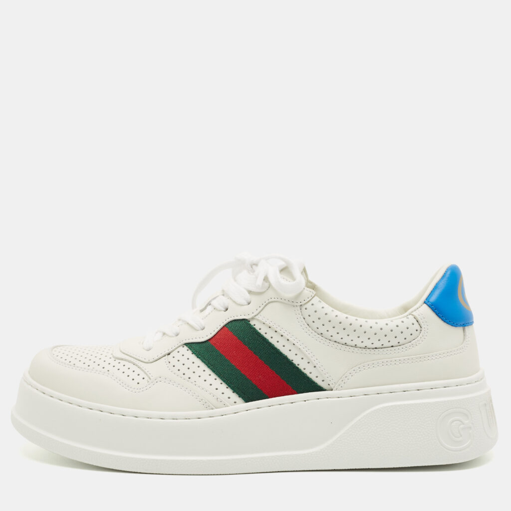 Gucci White Perforated Leather GG Chunky B Sneakers Size 41.5 Gucci White Perforated Leather GG Chunky B Sneakers Size 41.5