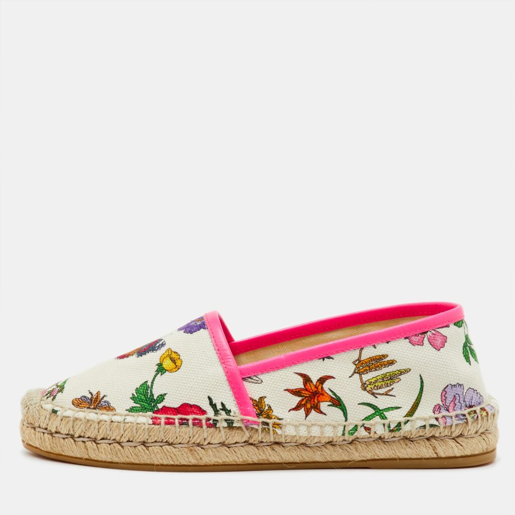Gucci Multicolor Floral Print Canvas Espadrille Flats Size 35 Gucci Multicolor Floral Print Canvas Espadrille Flats Size 35