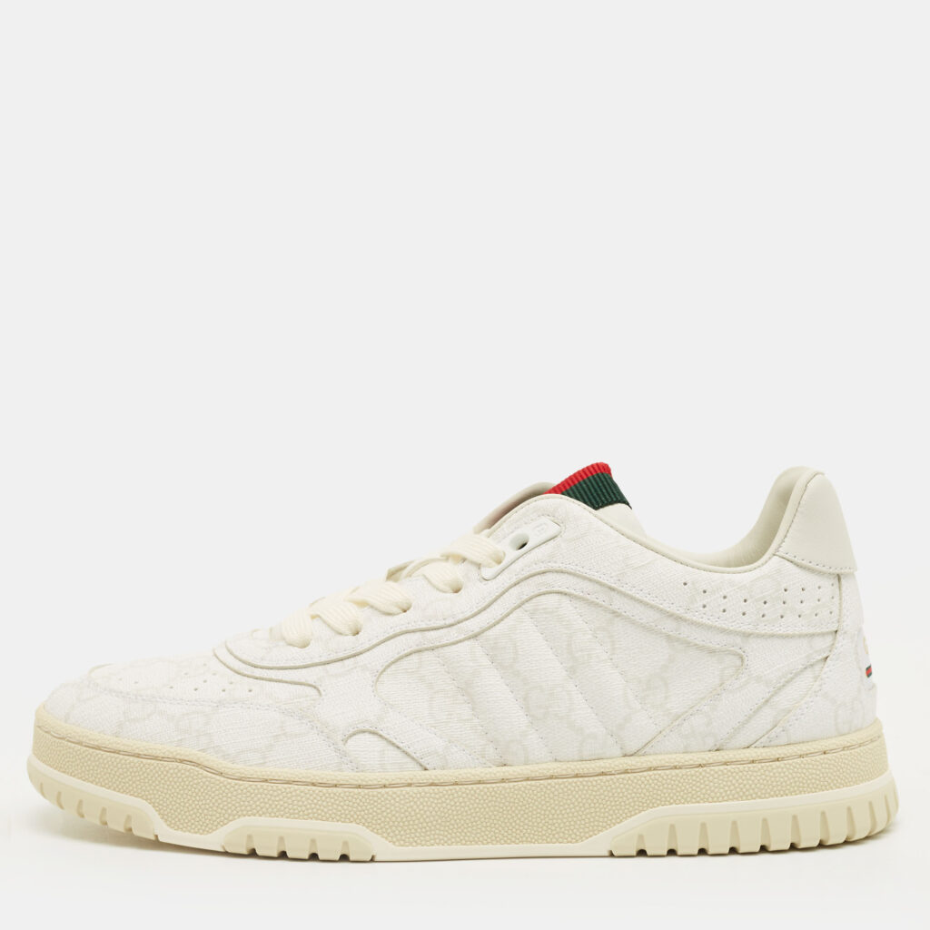 Gucci White/Beige GG Supreme Canvas Re-Web Sneakers Size 38.5 Gucci White/Beige GG Supreme Canvas Re-Web Sneakers Size 38.5