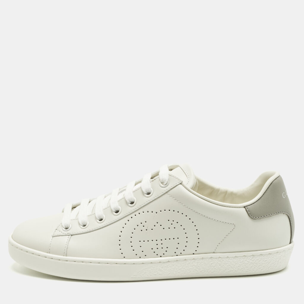 luxury-women-gucci-new-shoes-p1246021-001.jpg Gucci Ace Size 38.5 White Perforated Interlocking G Leather Low Top Sneakers