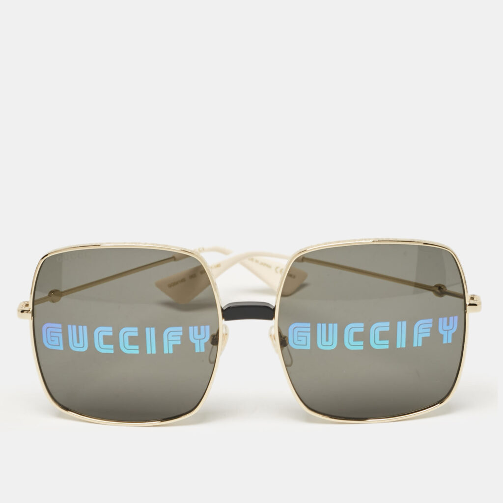 Gucci Black/Gold Tone GG0414S Guccify Square Sunglasses Gucci Black/Gold Tone GG0414S Guccify Square Sunglasses