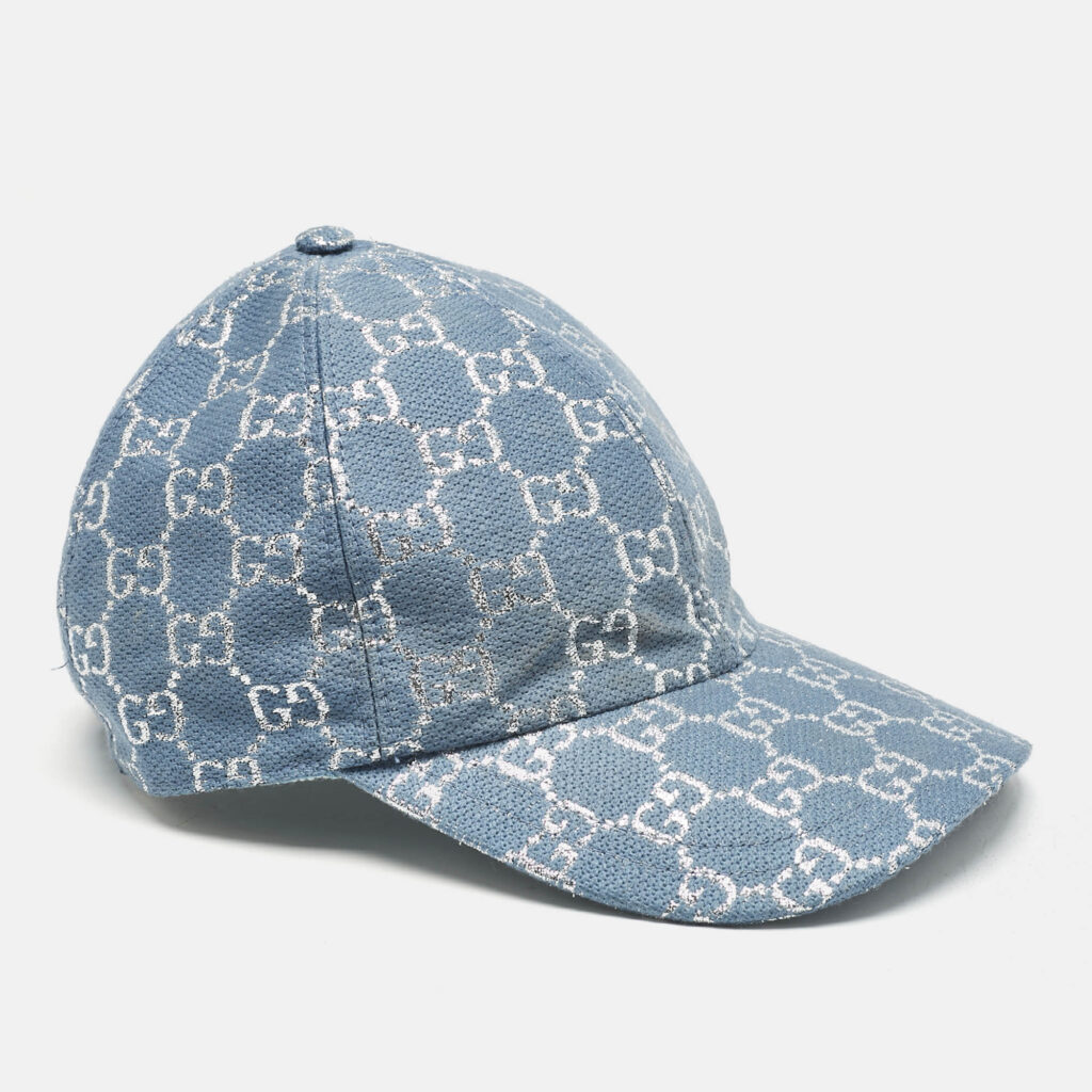 Gucci Blue GG Lamé Baseball Cap S
