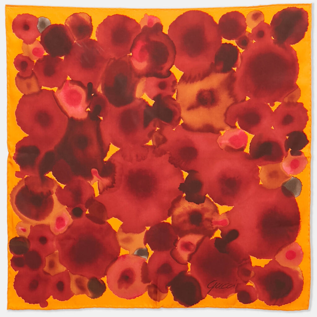 Gucci Orange Printed Silk Square Scarf Gucci Orange Printed Silk Square Scarf