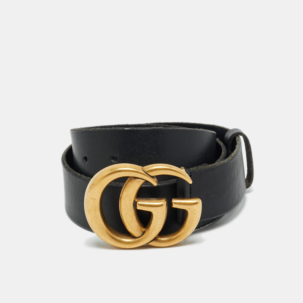 Gucci Black Leather GG Marmont Buckle Belt 70 CM Gucci Black Leather GG Marmont Buckle Belt 70 CM