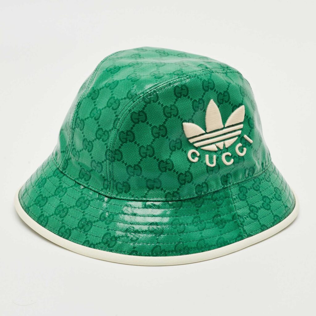 Gucci x Adidas Green GG Coated Canvas Bucket L Gucci x Adidas Green GG Coated Canvas Bucket L