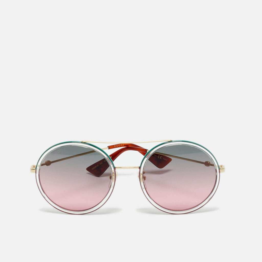 Gucci Green/Pink Gradient GG0061S Round Sunglasses Gucci Green/Pink Gradient GG0061S Round Sunglasses