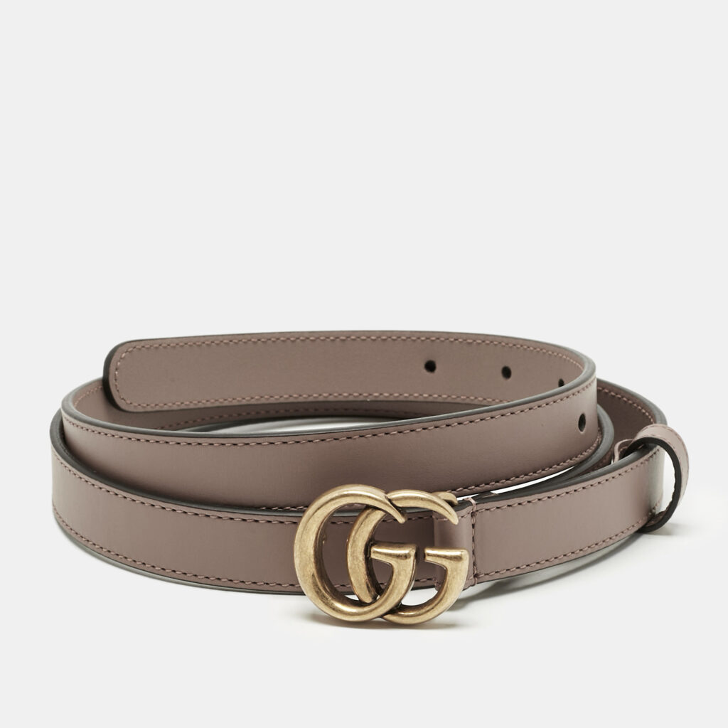 Gucci Dusty Pink Leather GG Marmont Slim Belt 100 CM Gucci Dusty Pink Leather GG Marmont Slim Belt 100 CM