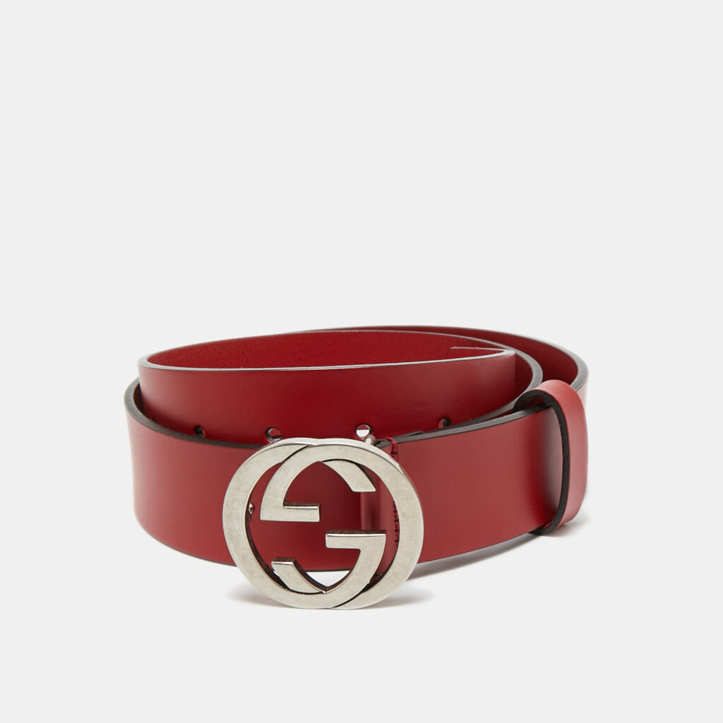 Gucci Red Leather Interlocking G Buckle Belt 85CM Gucci Red Leather Interlocking G Buckle Belt 85CM