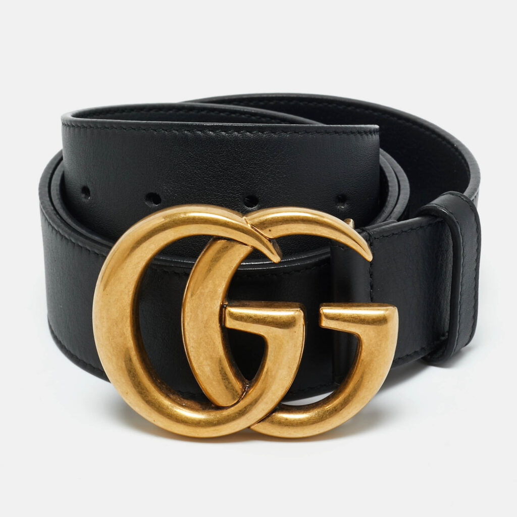 Gucci Black Leather GG Marmont Buckle Belt 95CM Gucci Black Leather GG Marmont Buckle Belt 95CM
