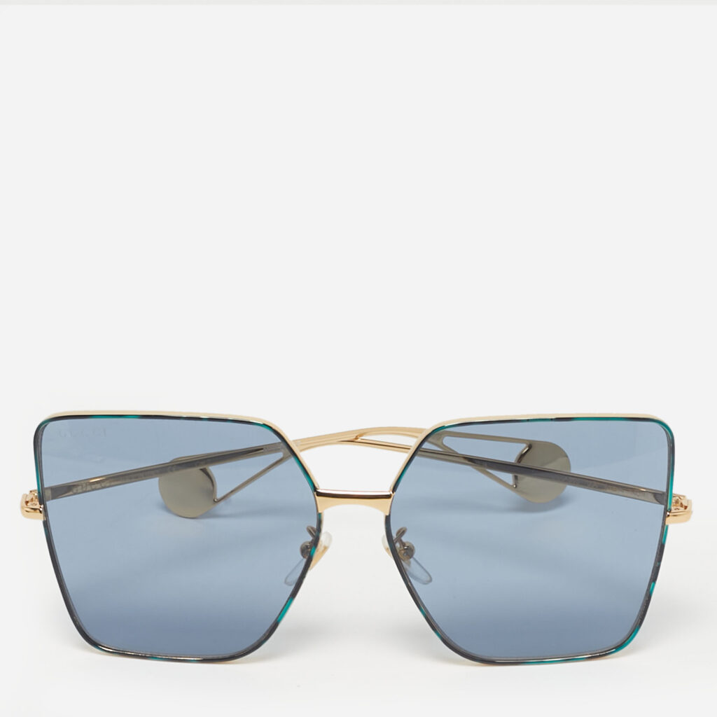 Gucci Blue/Gold Tone GG0436S Square Sunglasses