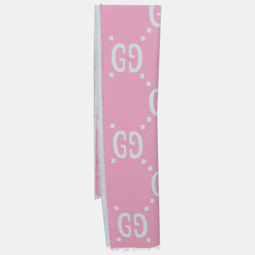 Gucci Pink GG/Blue Wool Scarf Gucci Pink GG/Blue Wool Scarf