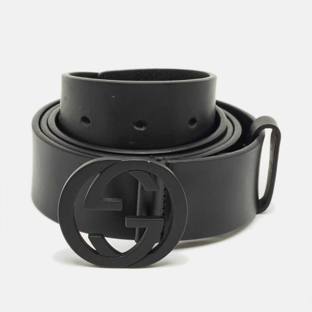 Gucci Black Leather Interlocking G Buckle Belt 110CM Gucci Black Leather Interlocking G Buckle Belt 110CM