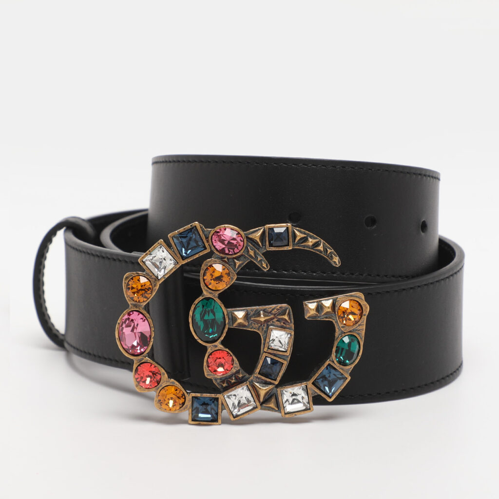 Gucci Black Leather Crystal Embellished Marmont Belt 75CM Gucci Black Leather Crystal Embellished Marmont Belt 75CM