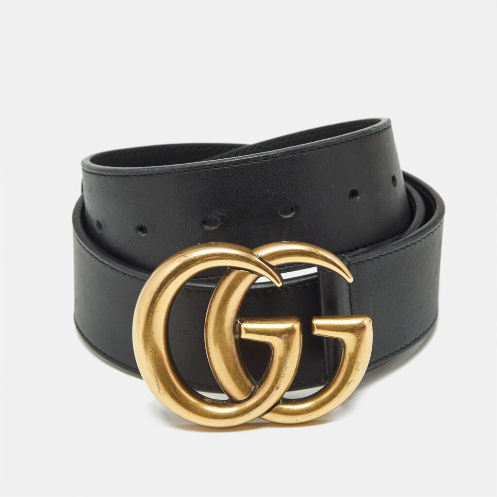 Gucci Black Leather GG Marmont Buckle Belt 80 CM Gucci Black Leather GG Marmont Buckle Belt 80 CM