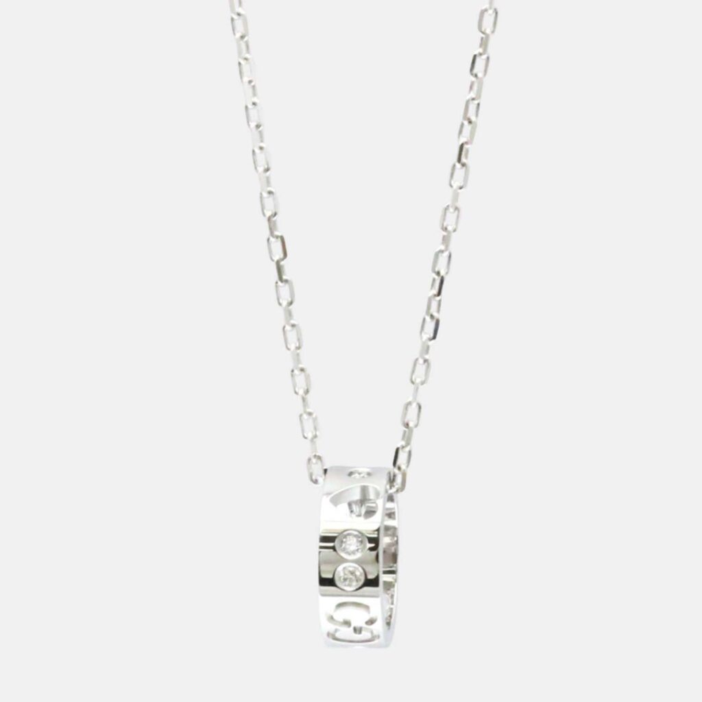 Gucci Icon Amor Diamond White Gold 18K Diamond Pendant Necklace Silver Gucci Icon Amor Diamond White Gold 18K Diamond Pendant Necklace Silver