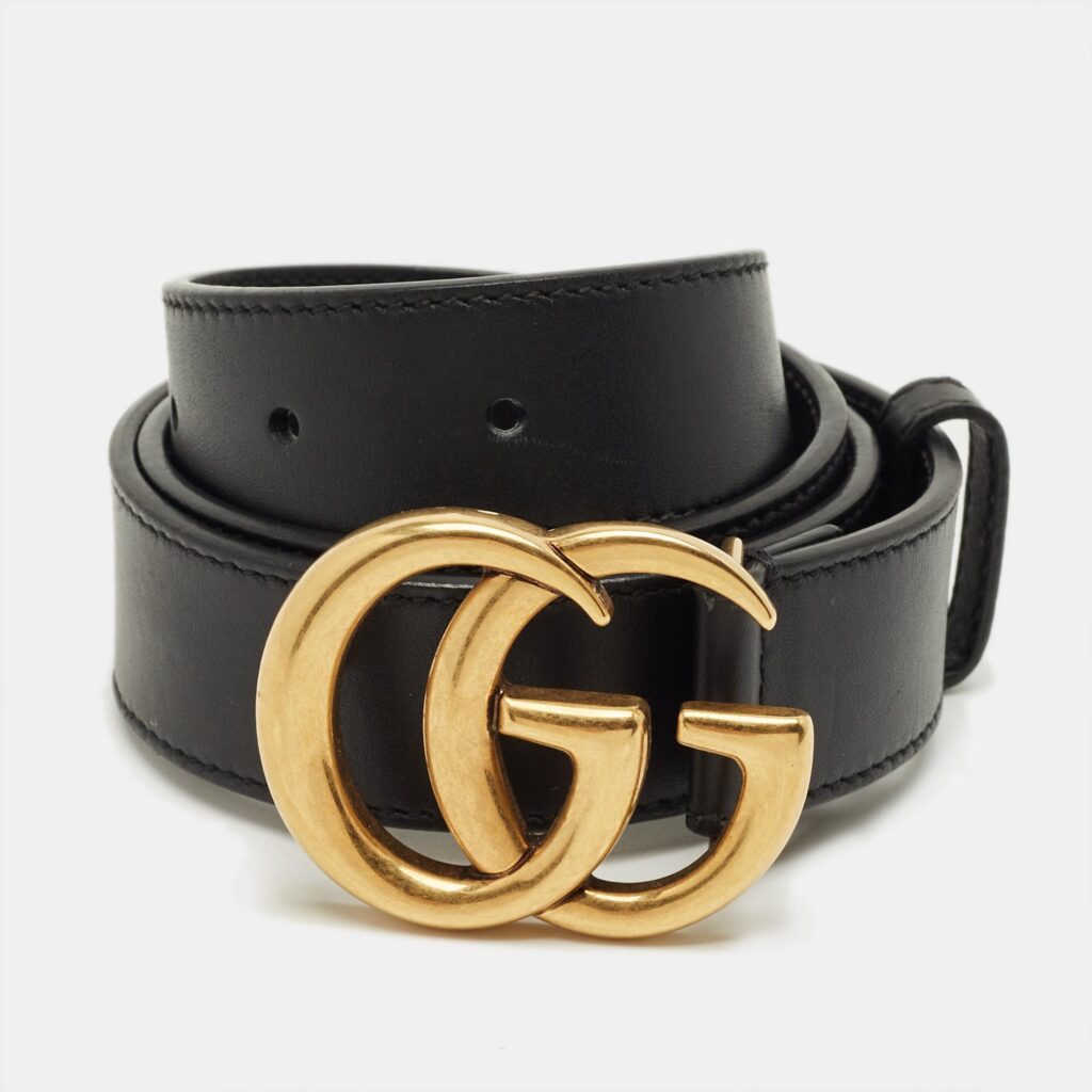 luxury-women-gucci-used-accessories-p1243113-004-1.jpg Gucci Black Leather GG Marmont Buckle Belt 75 CM