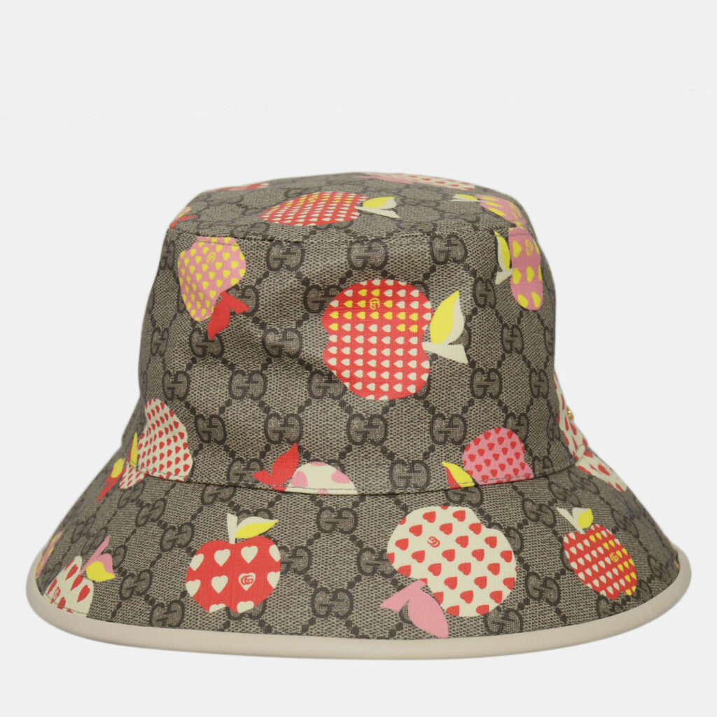 Gucci Brown GG Supreme Les Pommes Bucket Hat Gucci Brown GG Supreme Les Pommes Bucket Hat