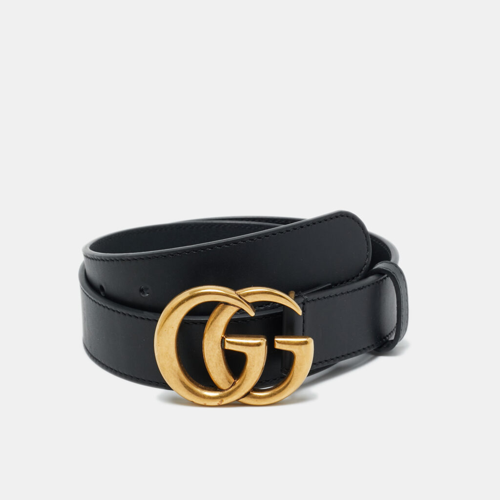 Gucci Black Leather GG Marmont Buckle Belt 70 CM Gucci Black Leather GG Marmont Buckle Belt 70 CM