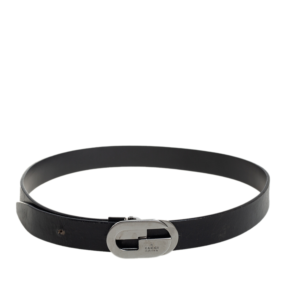 luxury-women-gucci-used-accessories-p444810-003.jpg Gucci Black Leather G Buckle Belt 75CM