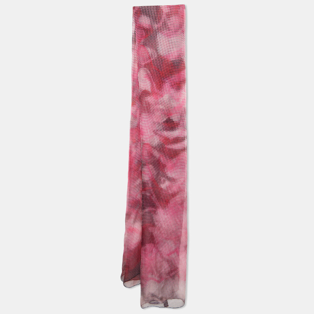 Gucci Pink/Black Optical Illusion Print Silk Chiffon Stole