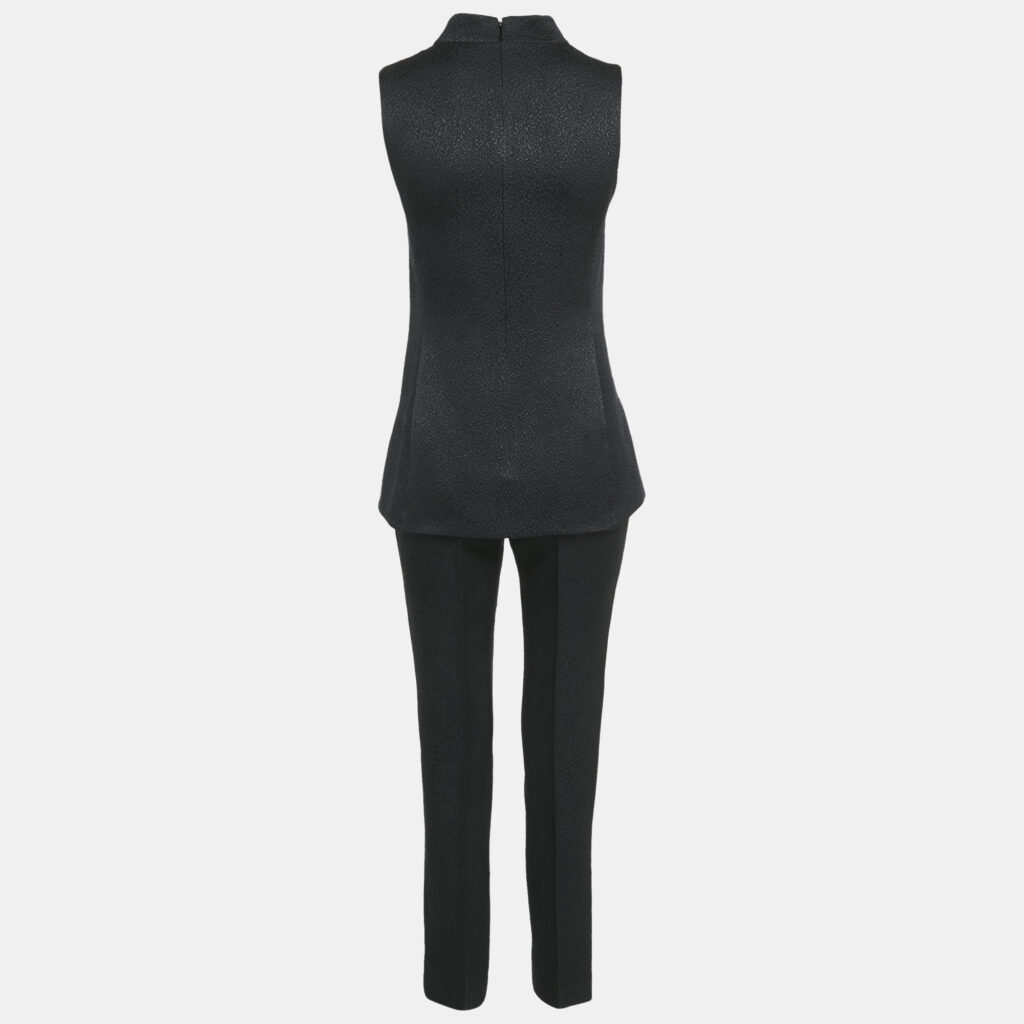 Gucci Black Jacquard Wool and Silk Top and Pants Set S