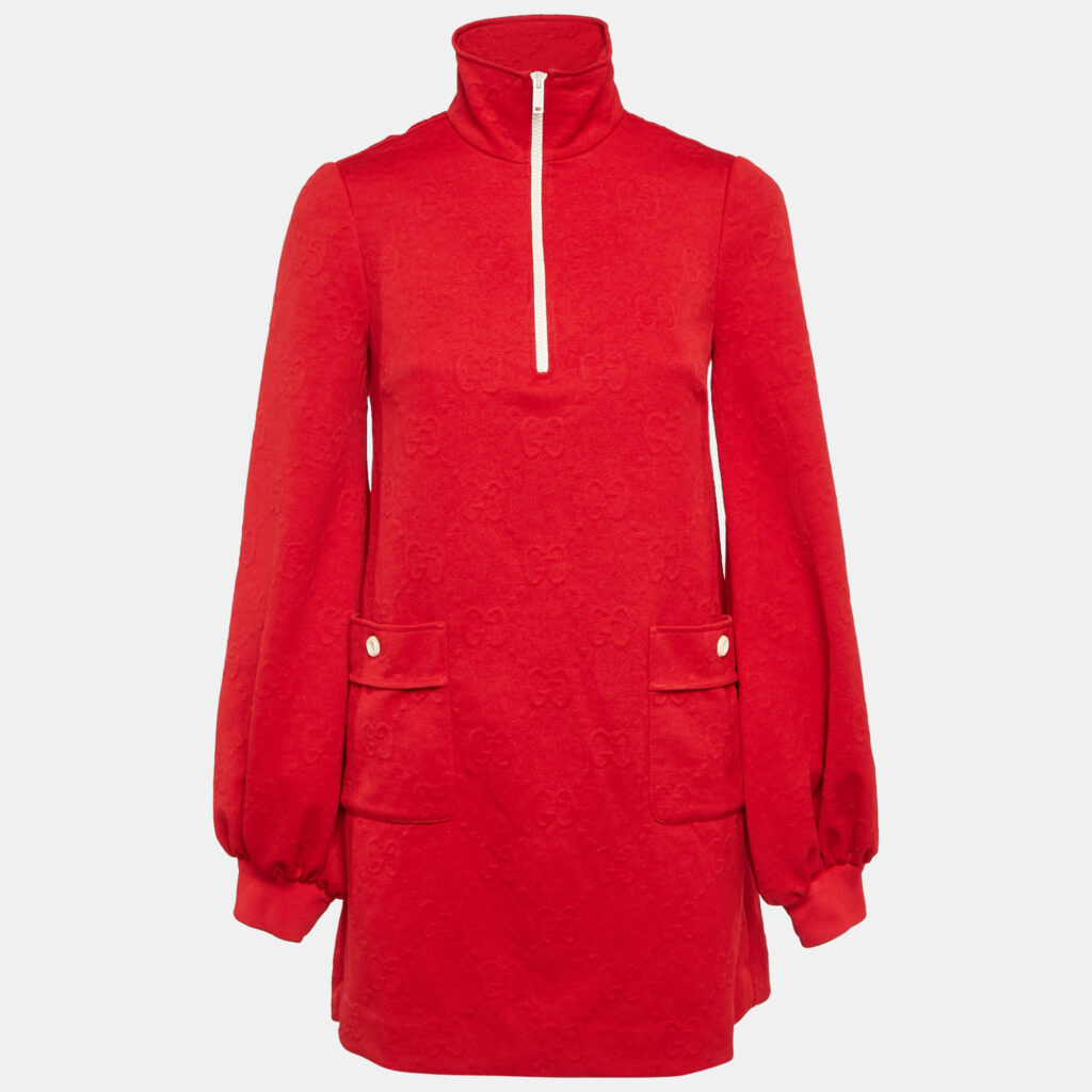Gucci Red GG Monogram Jersey Mini Dress XS Gucci Red GG Monogram Jersey Mini Dress XS