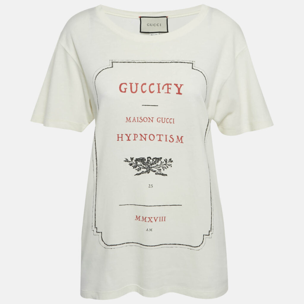 Gucci Cream Hypnotism Print Jersey T-Shirt XS Gucci Cream Hypnotism Print Jersey T-Shirt XS