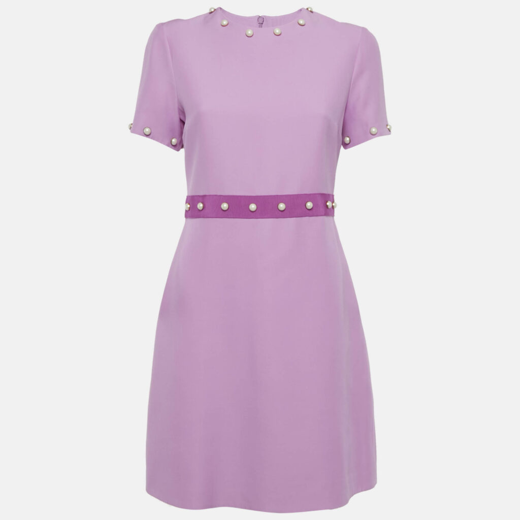 Gucci Pink Wool Blend Pearl Button Detail Mini Dress M Gucci Pink Wool Blend Pearl Button Detail Mini Dress M