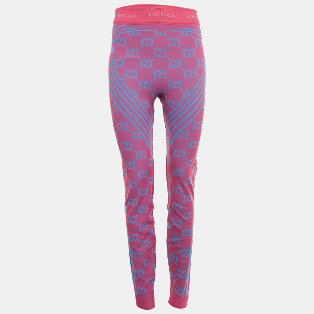 Gucci Pink/Blue GG Jacquard Technical Jersey Leggings M Gucci Pink/Blue GG Jacquard Technical Jersey Leggings M
