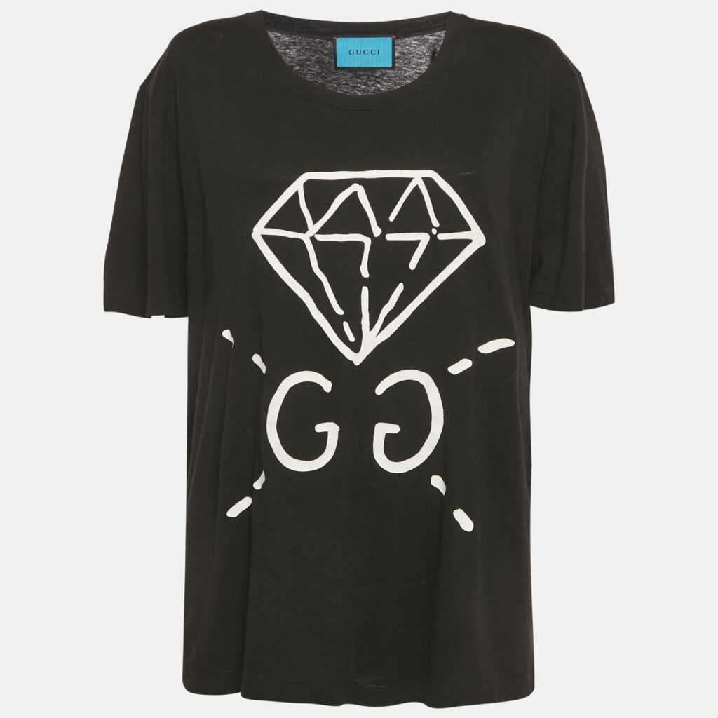 Gucci Black Ghost Diamond Print Jersey Crewneck T-Shirt L Gucci Black Ghost Diamond Print Jersey Crewneck T-Shirt L