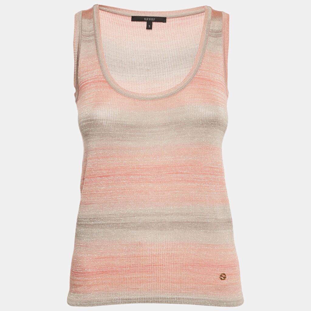 Gucci Orange Lurex Knit GG logo Detail Tank Top S Gucci Orange Lurex Knit GG logo Detail Tank Top S