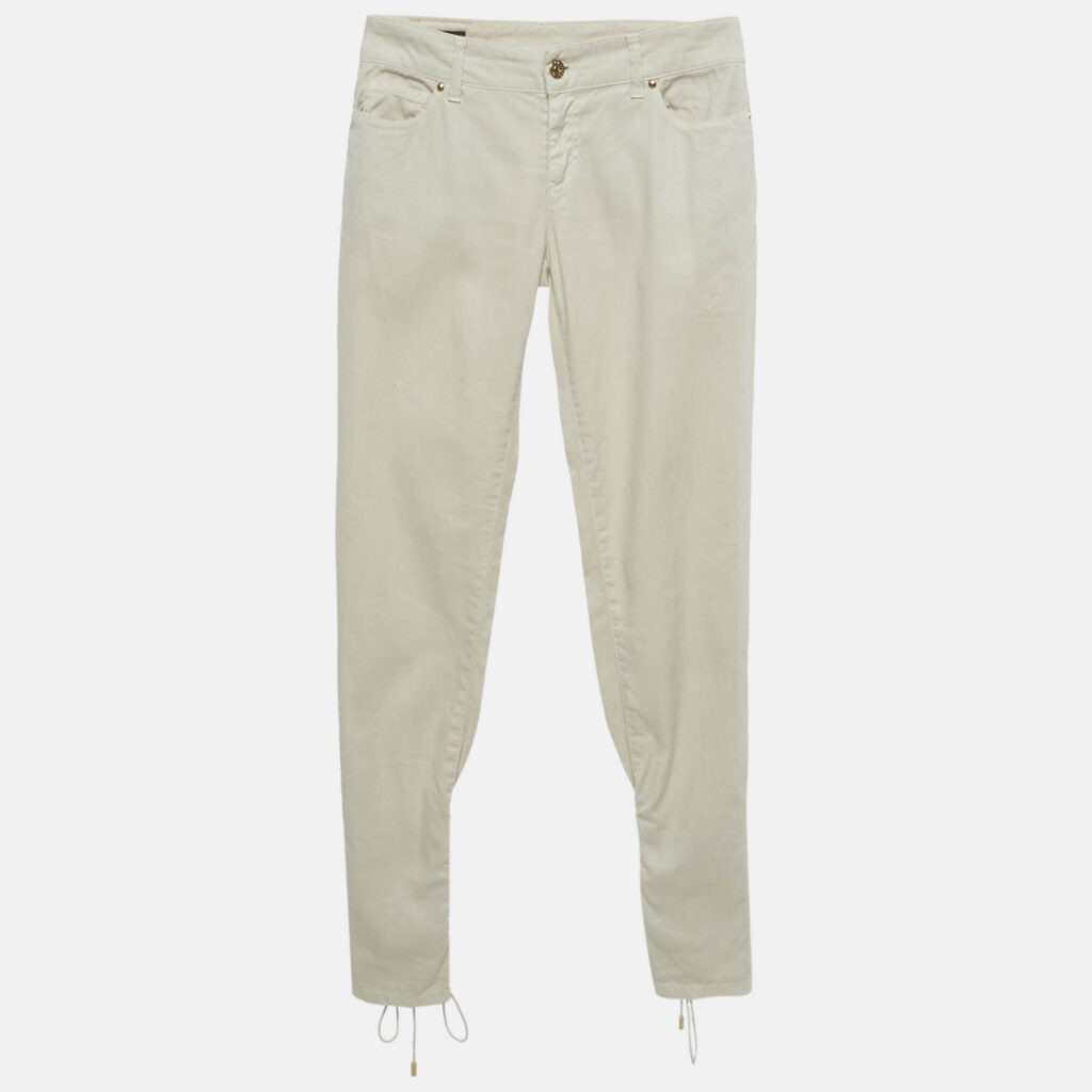 Gucci Beige Linen Blend Lace-Up Hem Skinny Jeans S Waist 29"