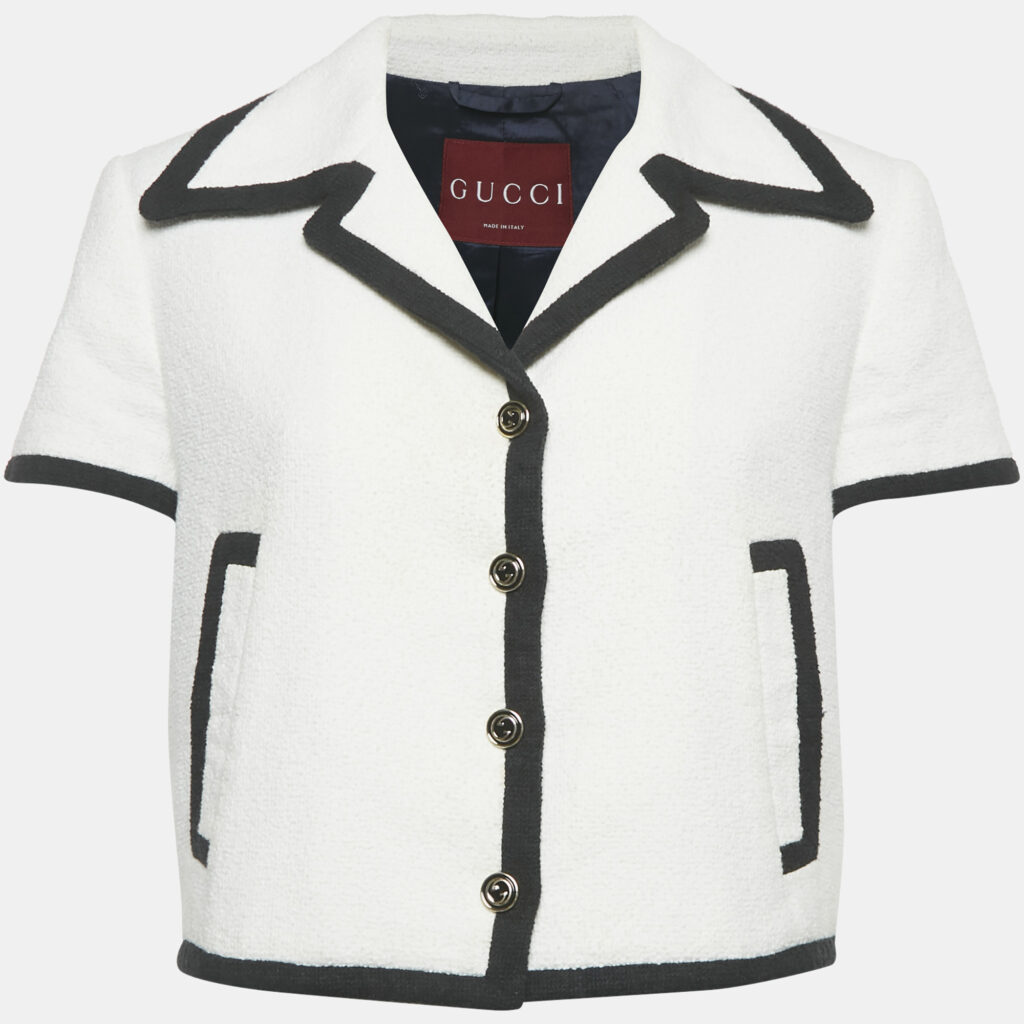 Gucci Off -White Tweed Short Sleeve Jacket S Gucci Off -White Tweed Short Sleeve Jacket S