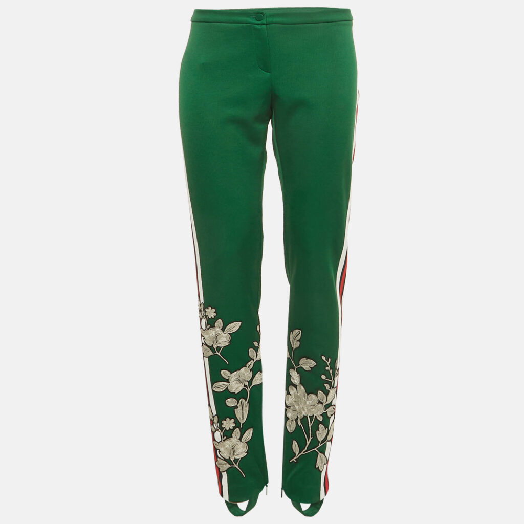 Gucci Green Floral Embroidery Jersey Pants XL Gucci Green Floral Embroidery Jersey Pants XL