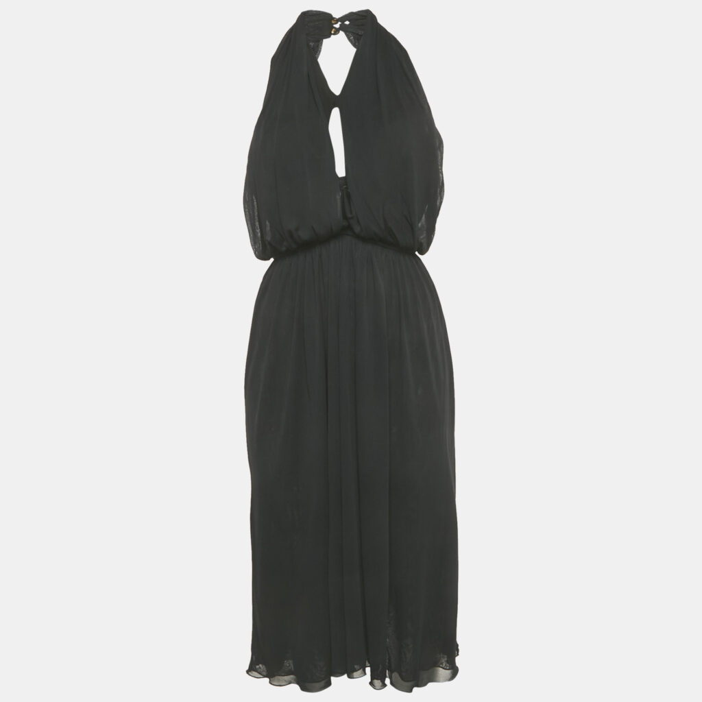 Gucci Black Jersey Halter Neck Midi Dress S Gucci Black Jersey Halter Neck Midi Dress S