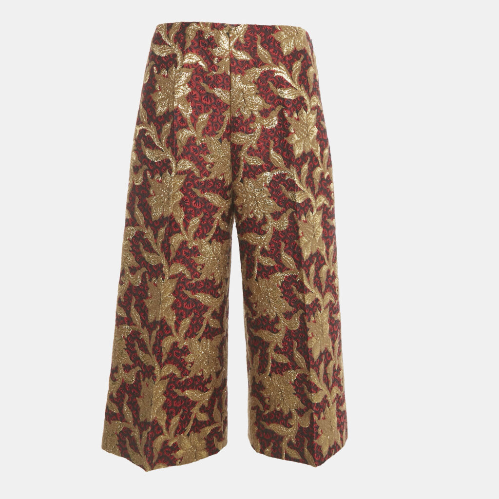 Gucci Red /Gold Floral Jacquard Culottes M Gucci Red /Gold Floral Jacquard Culottes M