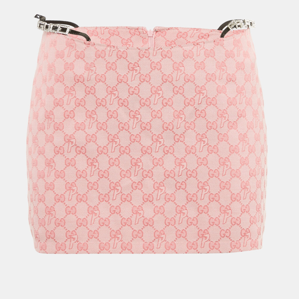 Gucci x Palace Pink GG Jacquard Crystal Details Mini Skirt S Gucci x Palace Pink GG Jacquard Crystal Details Mini Skirt S