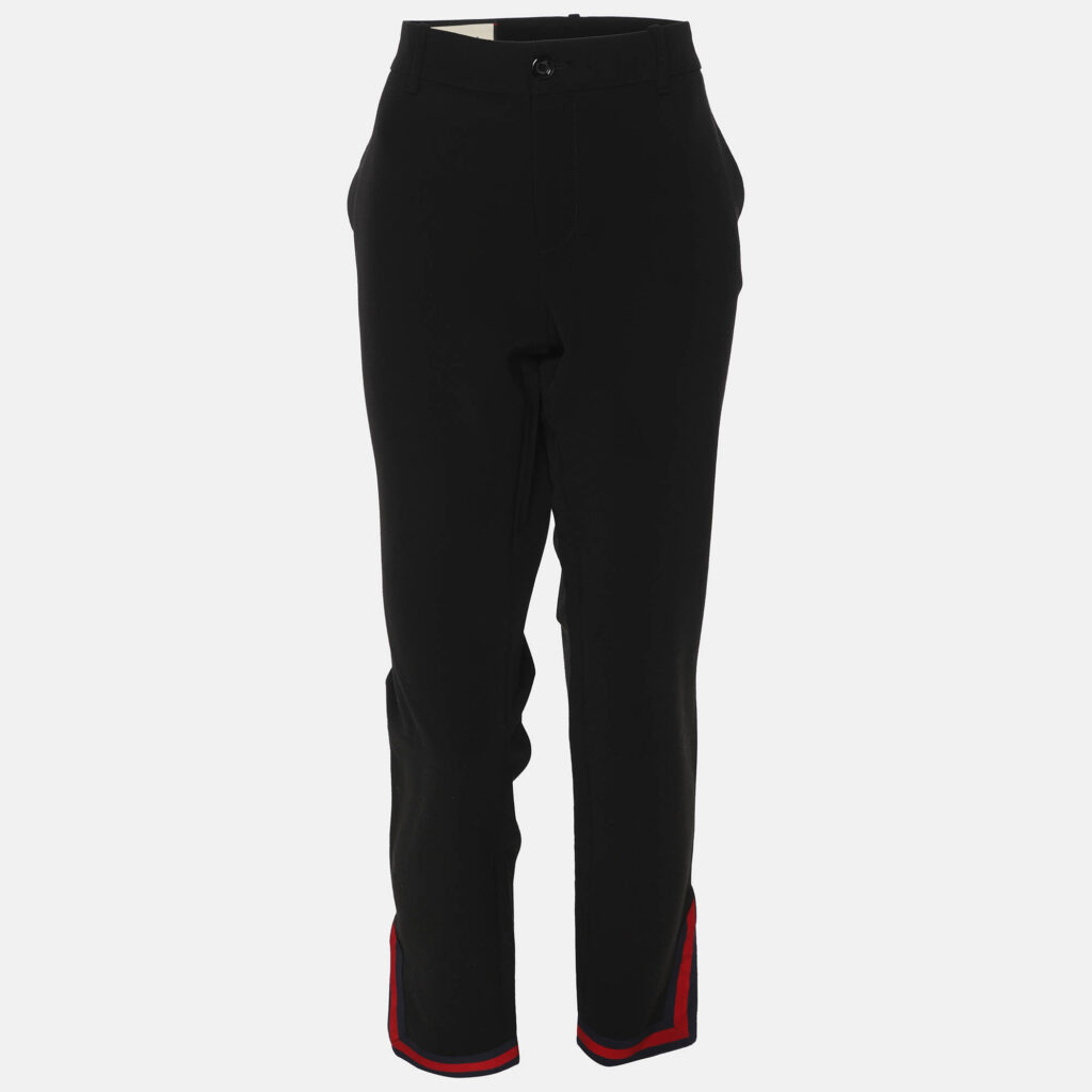Gucci Black Stretch Crepe Web Pants L