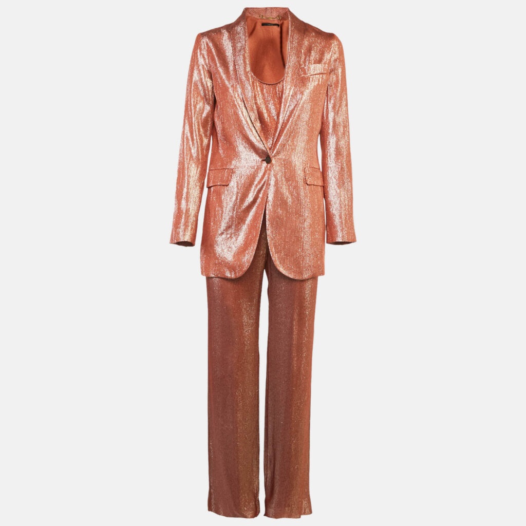 Gucci Iridescent Rust Lame & Silk 3 Piece Set S/M