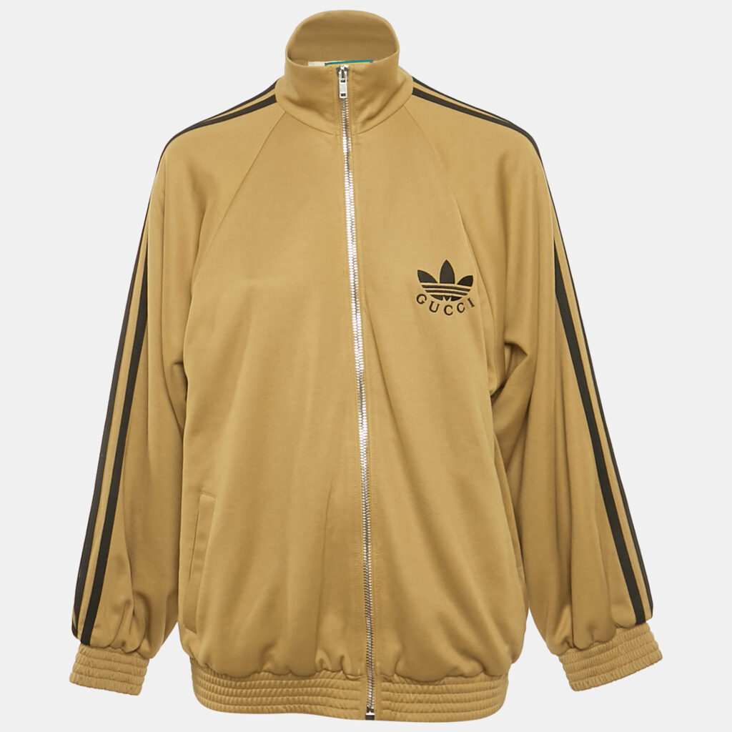 Gucci X Adidas Camel Brown Jersey Zip-Up Sweatshirt Jacket S