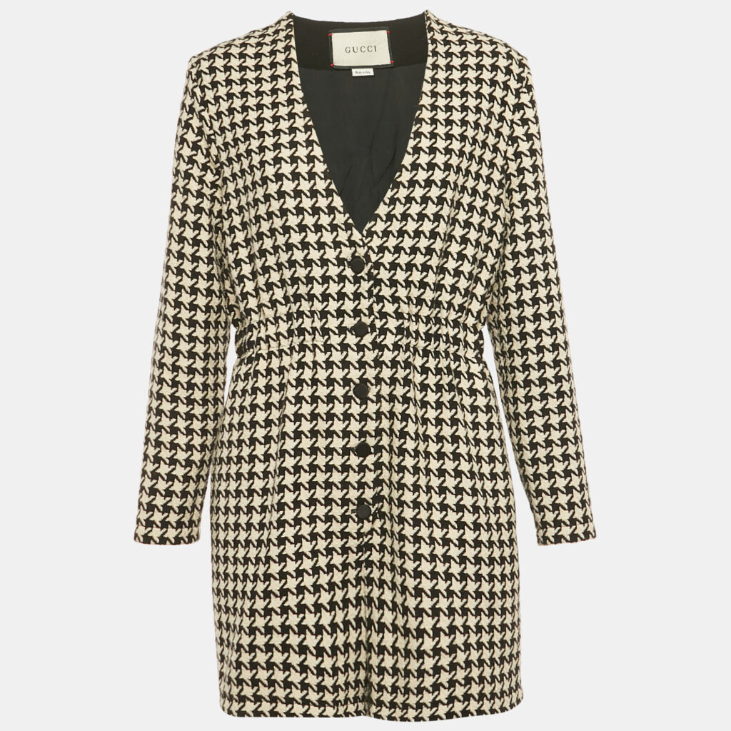 Gucci Black /White Houndstooth Wool Blend Playsuit M Gucci Black /White Houndstooth Wool Blend Playsuit M