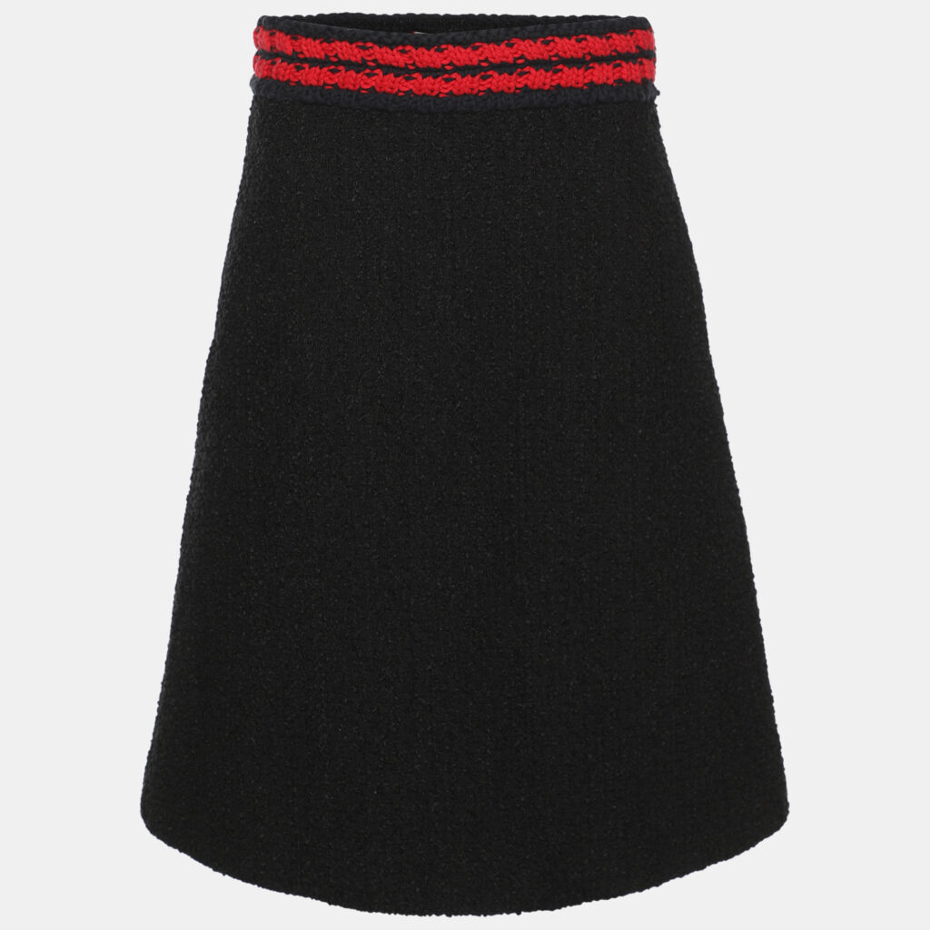 Gucci Black Tweed Midi Skirt M