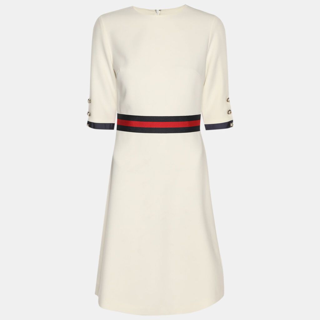 Gucci Cream Crepe Midi Dress S Gucci Cream Crepe Midi Dress S
