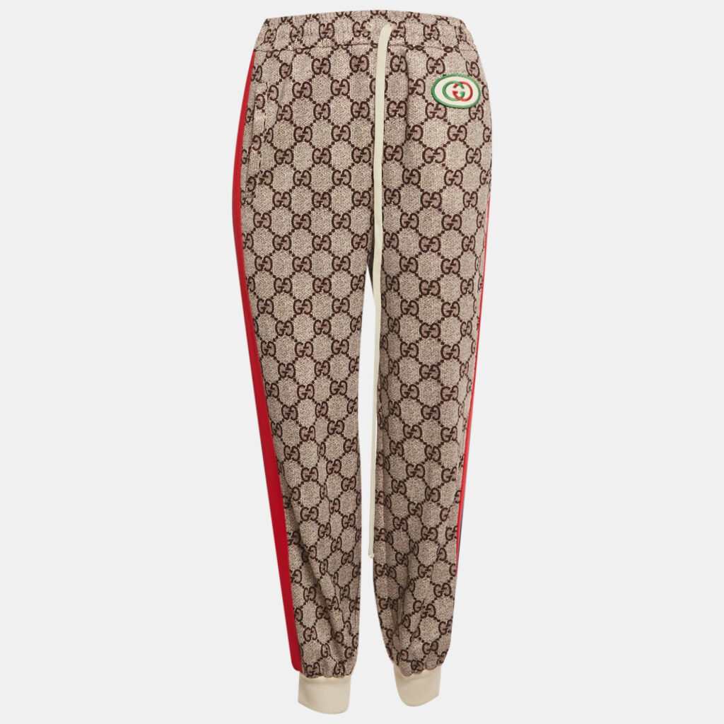 Gucci Beige GG Supreme Print Cotton Joggers XS Gucci Beige GG Supreme Print Cotton Joggers XS