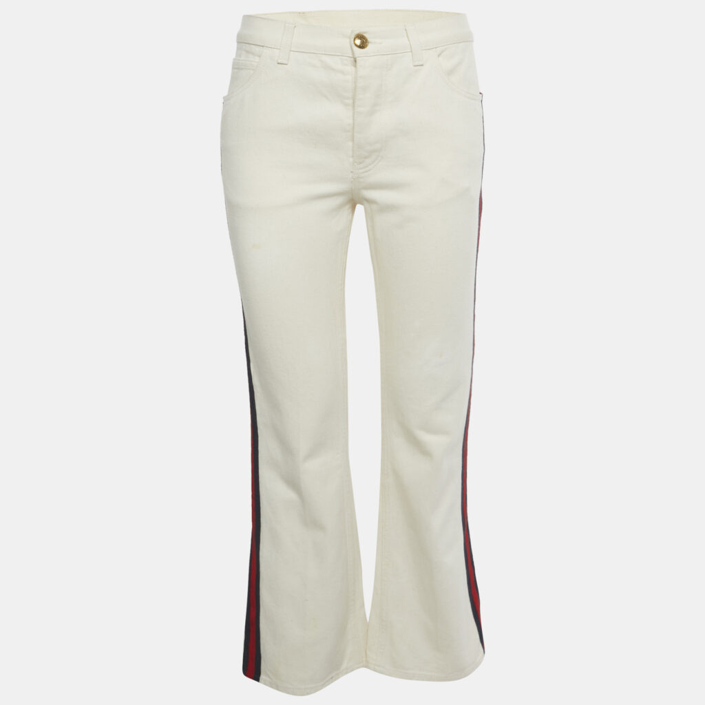 Gucci Beige Web Trim Denim Hypnotism Jeans S/Waist 28"