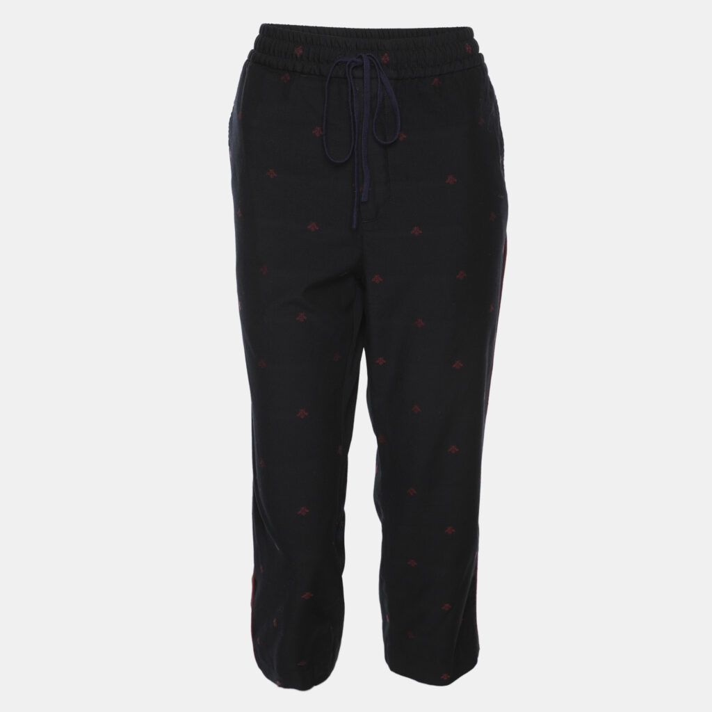 Gucci Black Wool Contrast Trim & Bees Detailed Gabardine Pants M Gucci Black Wool Contrast Trim & Bees Detailed Gabardine Pants M