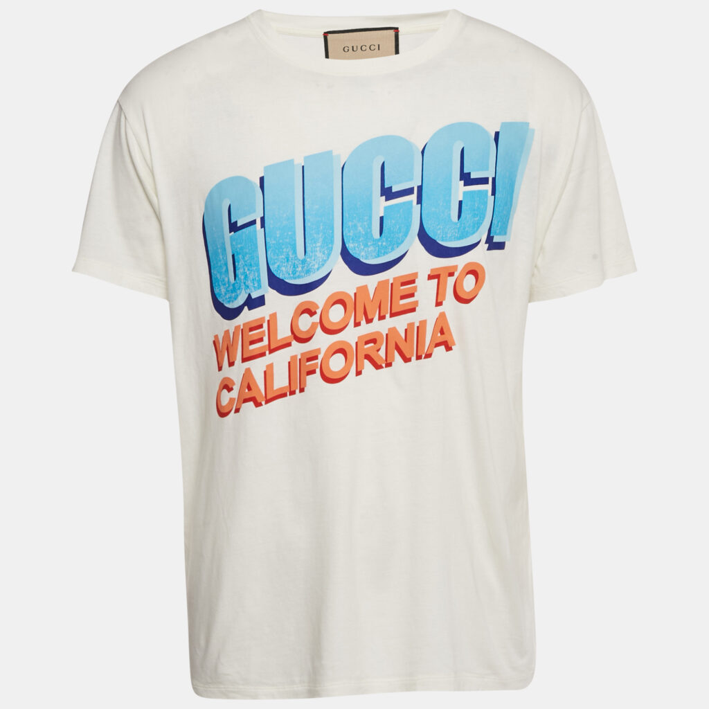 Gucci White Printed Jersey Crewneck T-Shirt S