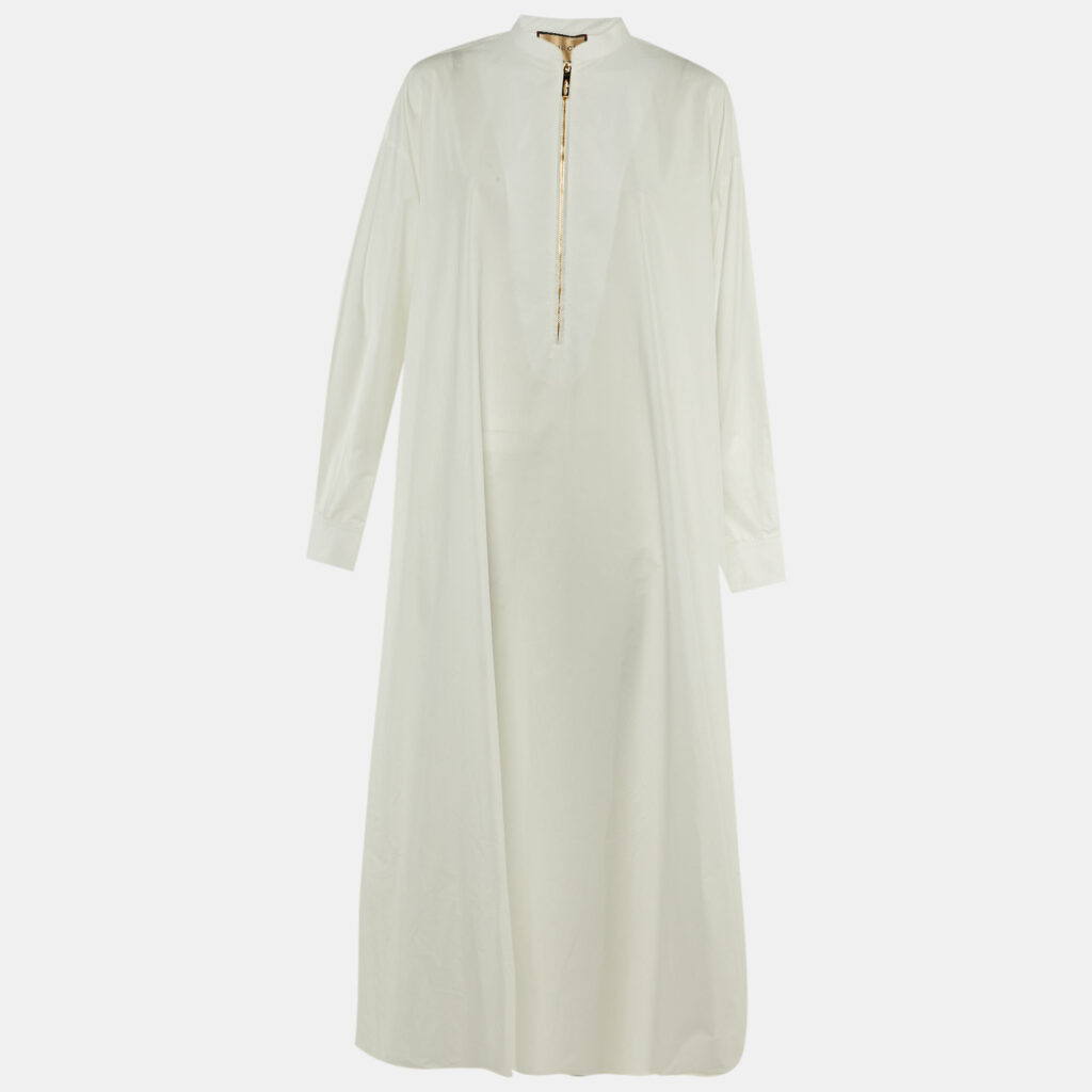 Gucci White Cotton Zip UP Maxi Dress M Gucci White Cotton Zip UP Maxi Dress M