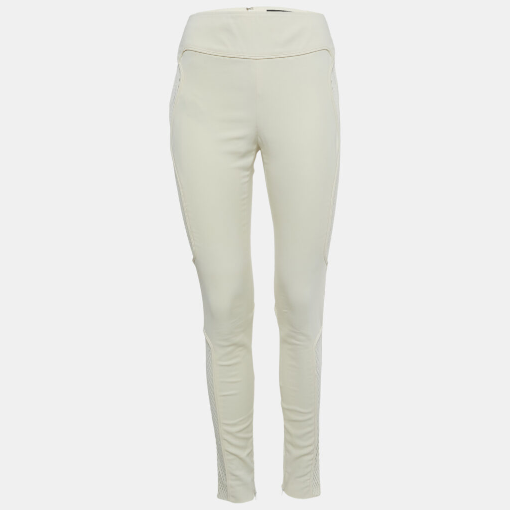 Gucci Cream Mesh Trim Cotton Blend Trousers S Gucci Cream Mesh Trim Cotton Blend Trousers S