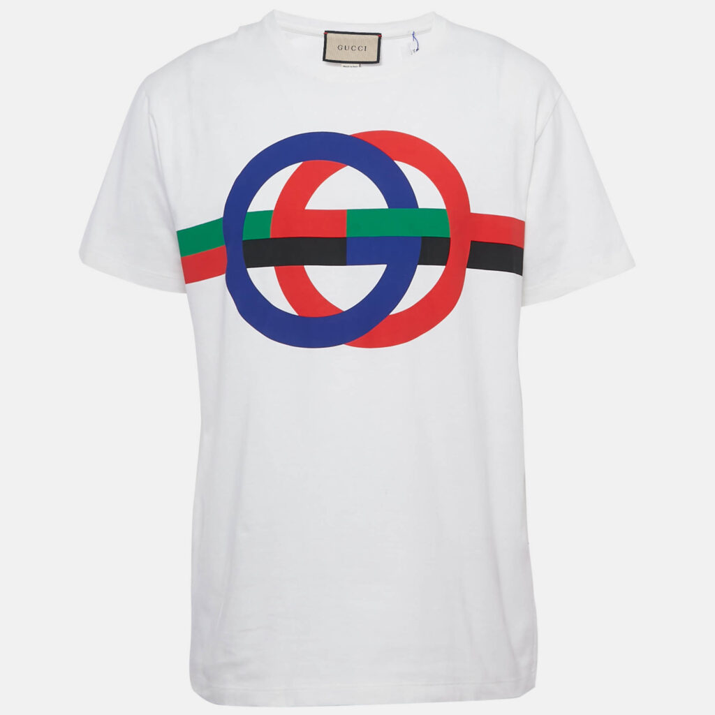 Gucci Off White Interlocking G Cotton Crew Neck T-Shirt M Gucci Off White Interlocking G Cotton Crew Neck T-Shirt M